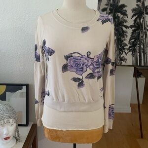 Truly Madly Deeply Cream Sweatshirt with lavender (purple) colored floral print